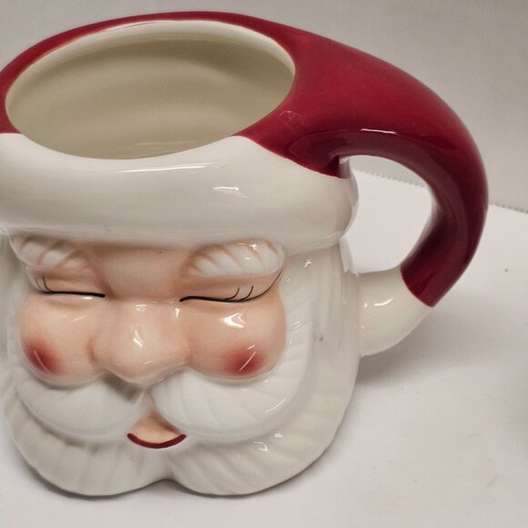 4 Pottery Barn Santa Claus Handcrafted Ceramic Mug Set Different Face Designs - Picture 8 of 15